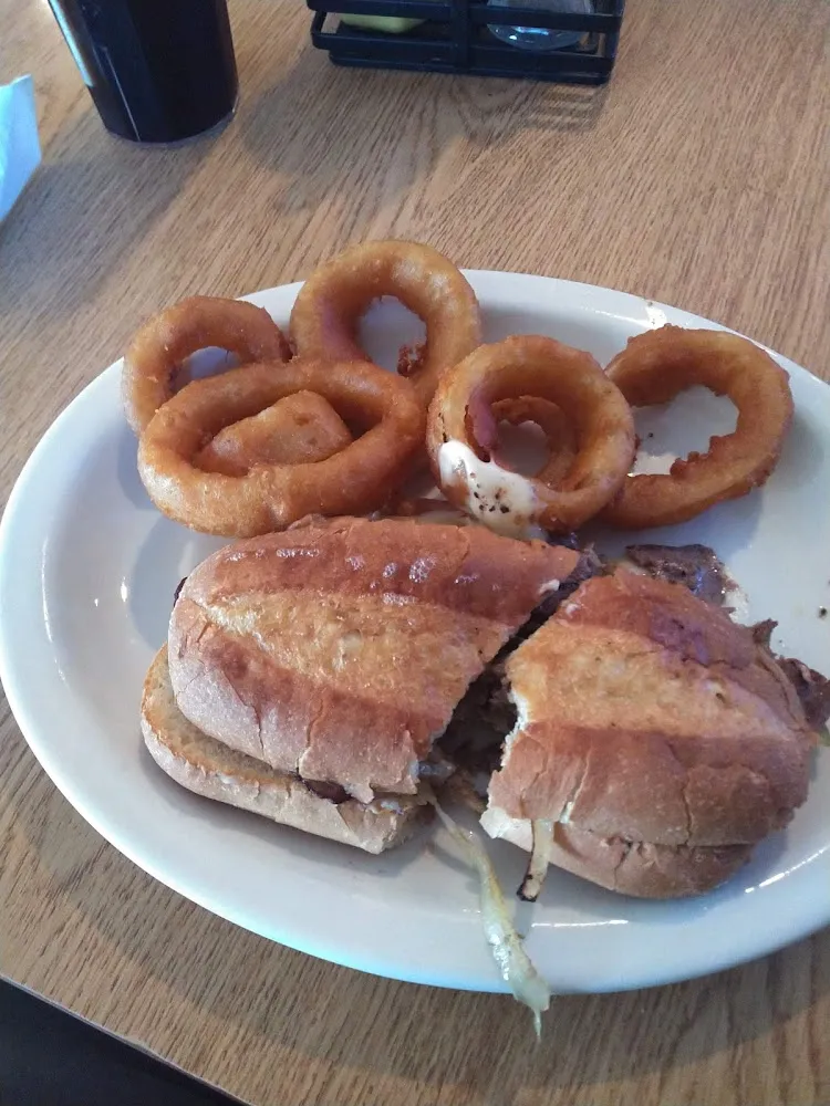 Philly Cheesesteak and Onion Rings